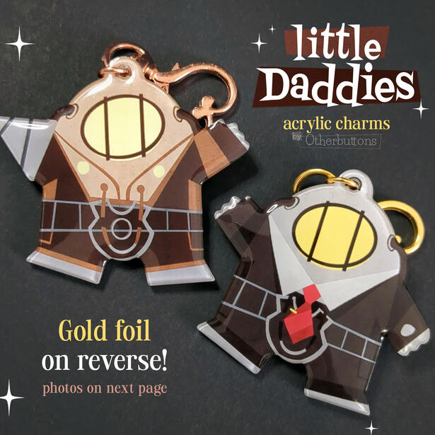 Acrylic Charms by Otherbuttons. Gold foil on reverse!